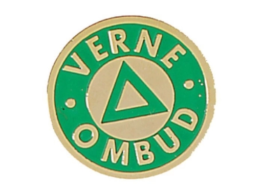 Pin med ordet verneombud. foto